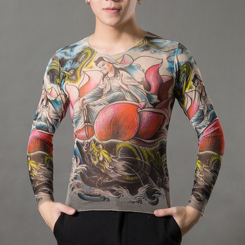 Áo Thun Tay DàI HọA TiếT HìNh Xăm Cho CặP Đôi