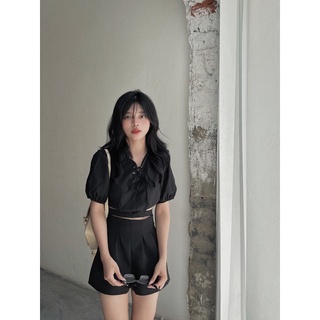 [SẴN] SƠ MI CROPTOP BUỘC EO ẢNH CHỤP THẬT