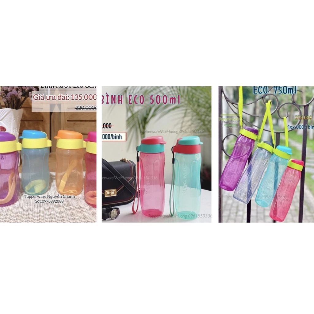 Tupperware - Bình nước eco bottle gen 2 310ml - 500ml - 750ml - 880ml - 1lit