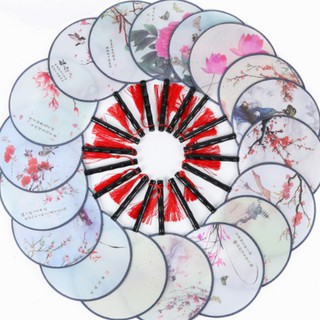 (nhiều mẫu) Quạt tròn cổ phong dây tuyến quạt mẫu đơn in họa tiết trang trí đẹp phong cách cổ điển cổ trang Trung Quốc