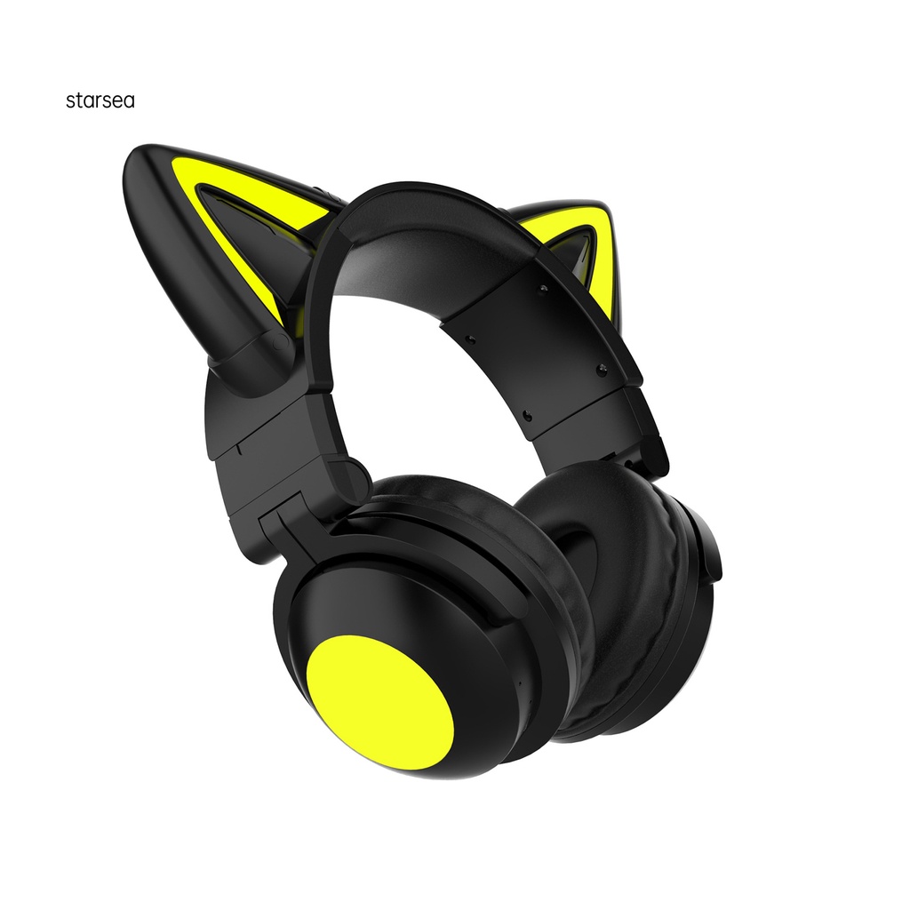 Tai nghe Bluetooth siêu nhẹ thiết kế hình tai mèo đáng yêu tiện dụng