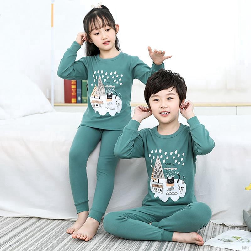 Bộ Pijama Dài Tay+Quần Dài In Họa Tiết Hoạt Hình Cho Bé