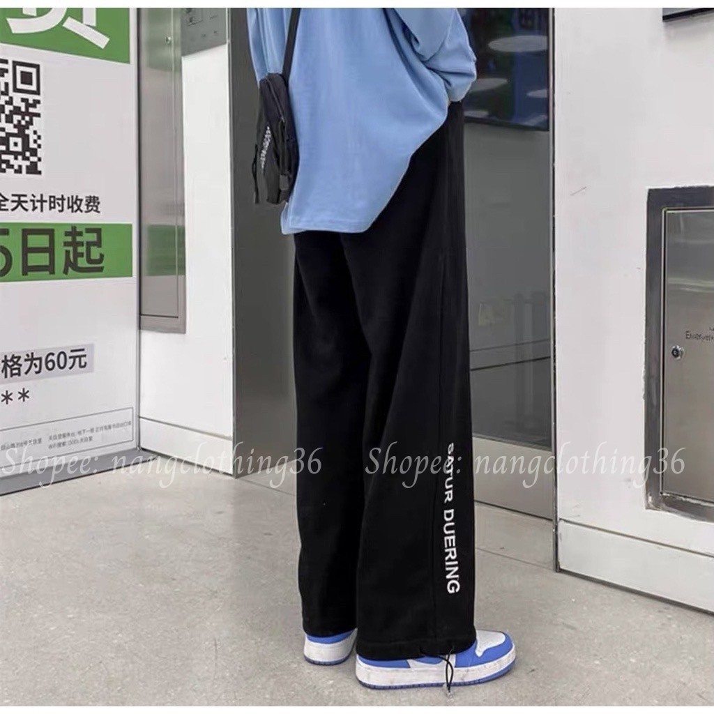 Quần Ống Rộng, Quần Jogger Nữ Nam Unisex  Thêu Chữ Ulzzang Dây Rút Ở Gấu 2 Màu Kèm Video Ảnh Thật