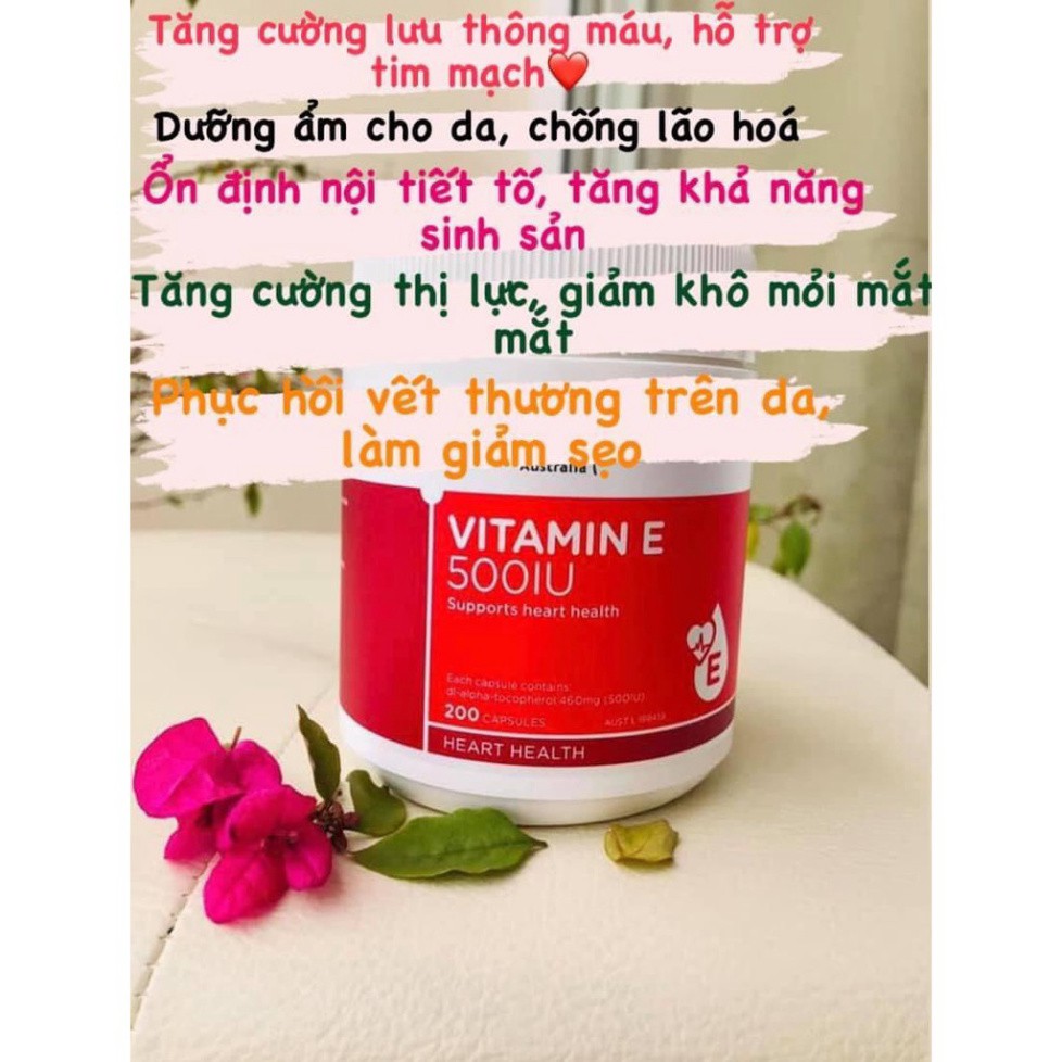 CHÍNH HÃNG Vitamin E Healthy Care 500IU Chính Hãng Úc 200v