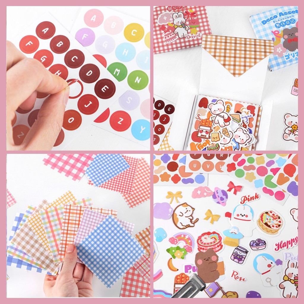 SET DECO STICKER KÈM GIẤY TRANG TRÍ 4 MẪU SIÊU XINH