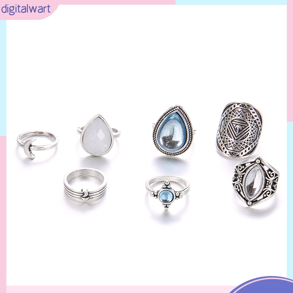 Set 7 nhẫn đeo khớp ngón tay phong cách retro