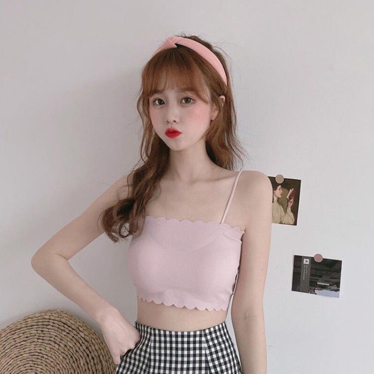 ❤️ Áo Bra Đúc Su Tăm Viền Sóng 2 Dây Mềm Mát Có Mút Ngực 235 ❤️