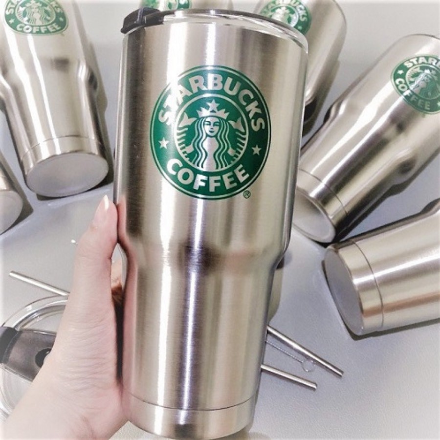 Ly Giữ Nhiệt Thái Lan Cao Cấp YETI 900ml Logo StarBucks + Tặng Kèm Bộ 2 Ống Hút, Cọ Rửa Và Túi Đựng Thời Trang