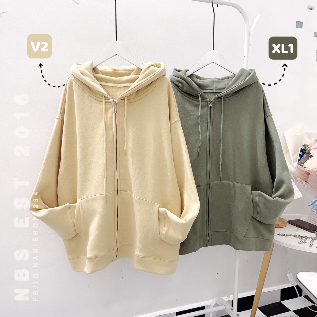 Áo Khoác Hoodie Zip Tay Phồng Trơn - Nabishop1234 Mã AK015 ( ẢNH THẬT)