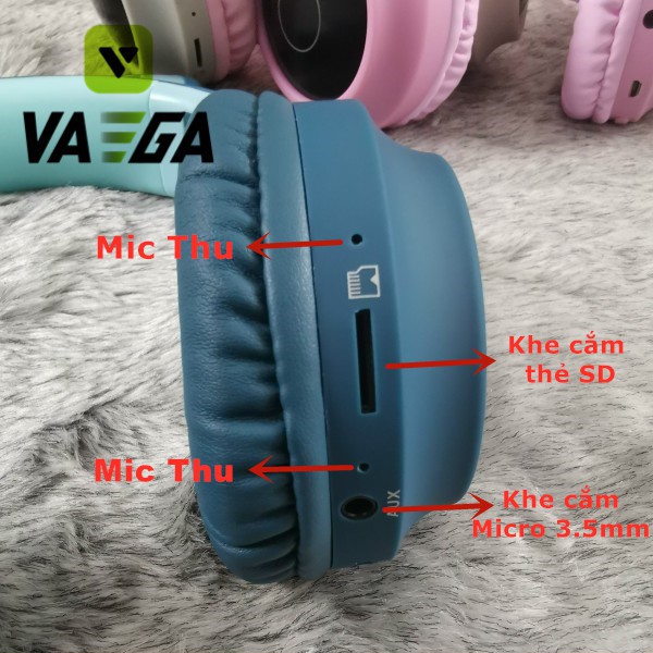 Tai Nghe Mèo Bluetooth, Headphone Tai Mèo Dễ Thương Có Mic,Âm Bass Mạnh Mẽ Và Dung Lượng Pin Khủng 400mAh