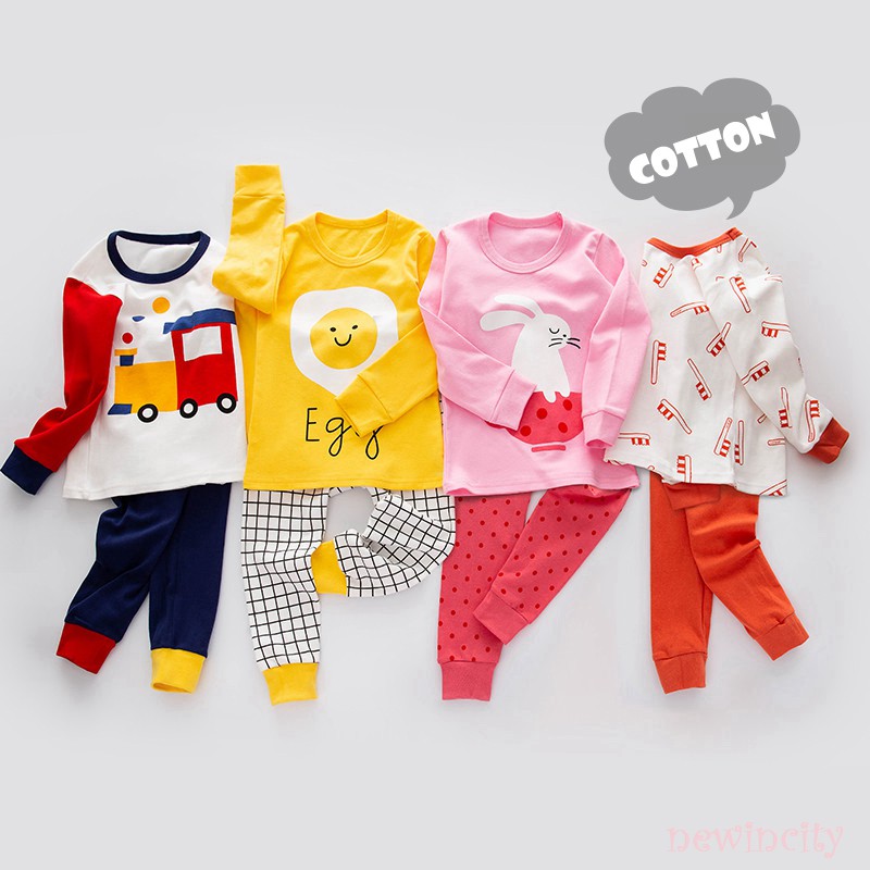Bộ pijama gồm áo dài tay + quần dài in họa tiết hoạt hình cho bé
