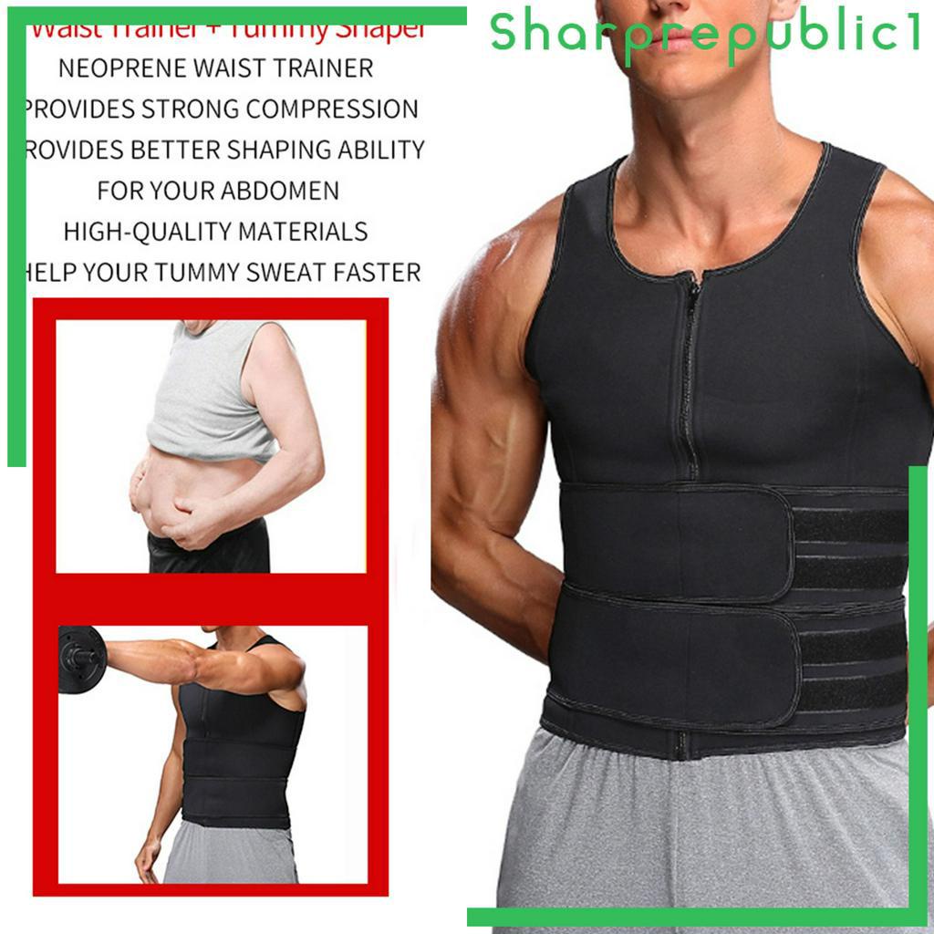 Áo ba lỗ neoprene xông hơi định hình eo có khóa kéo có thể điều chỉnh cho nam