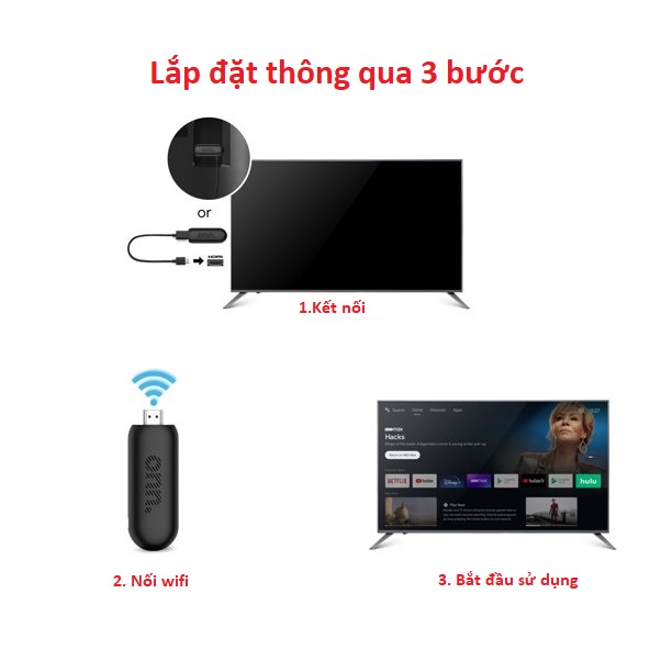 TV Box ONN Stick AndroidTV box chính chủ Google, cấp phép Netflix, HBO Max, Chrome Cast, FHD, Wifi kép, Bluetooth, Voice