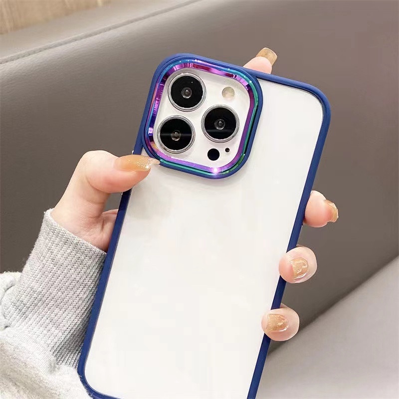 Mới Ốp Điện Thoại Trong Suốt Khung Kim Loại Cho Iphone 13 Pro Max 11 12 Pro Max Iphone X Xs Max XR