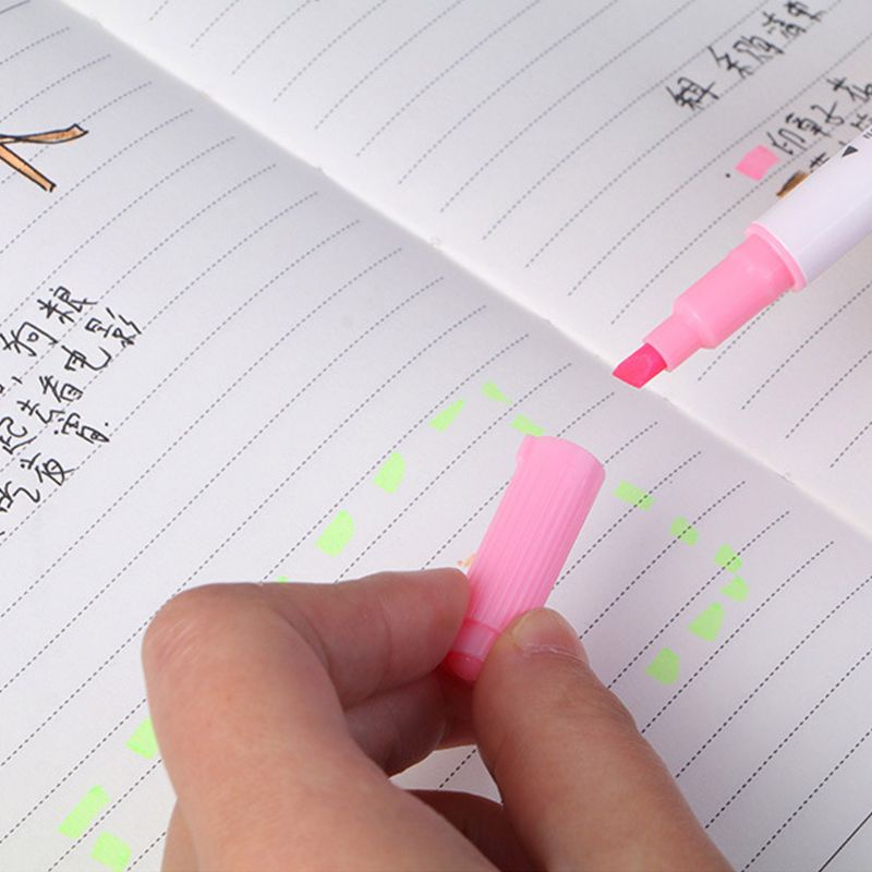 Set 5 bút dạ quang màu sắc kẹo ngọt thiết kế hai đầu tiện dụng