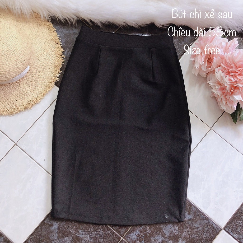 Chân váy công sở dài bigsize CR53V03 xẻ sau màu đen dài 53cm [size từ 48-85kg] | BigBuy360 - bigbuy360.vn