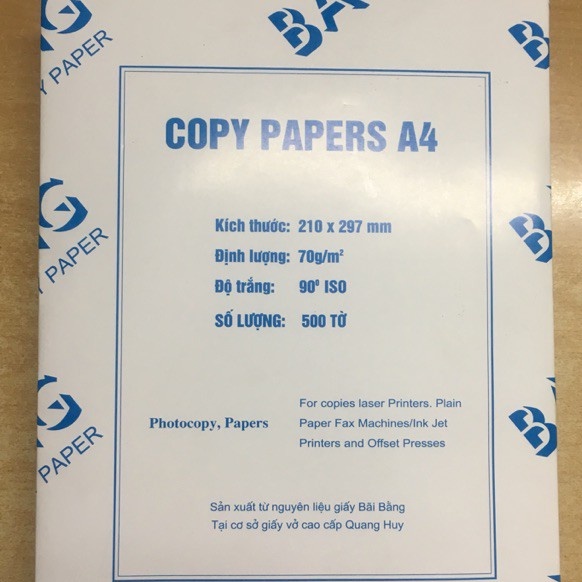 Giấy photo Quang Huy A4 70gsm Combo 500 tờ