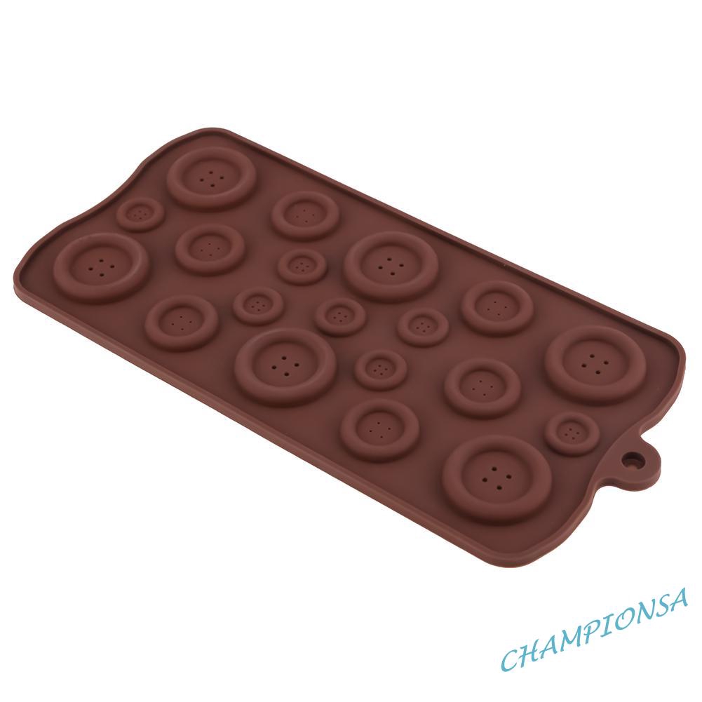 Khuôn silicon nấu bánh kẹo sô cô la tự làm hình cúc áo kích thước 22x10cm màu cà phê