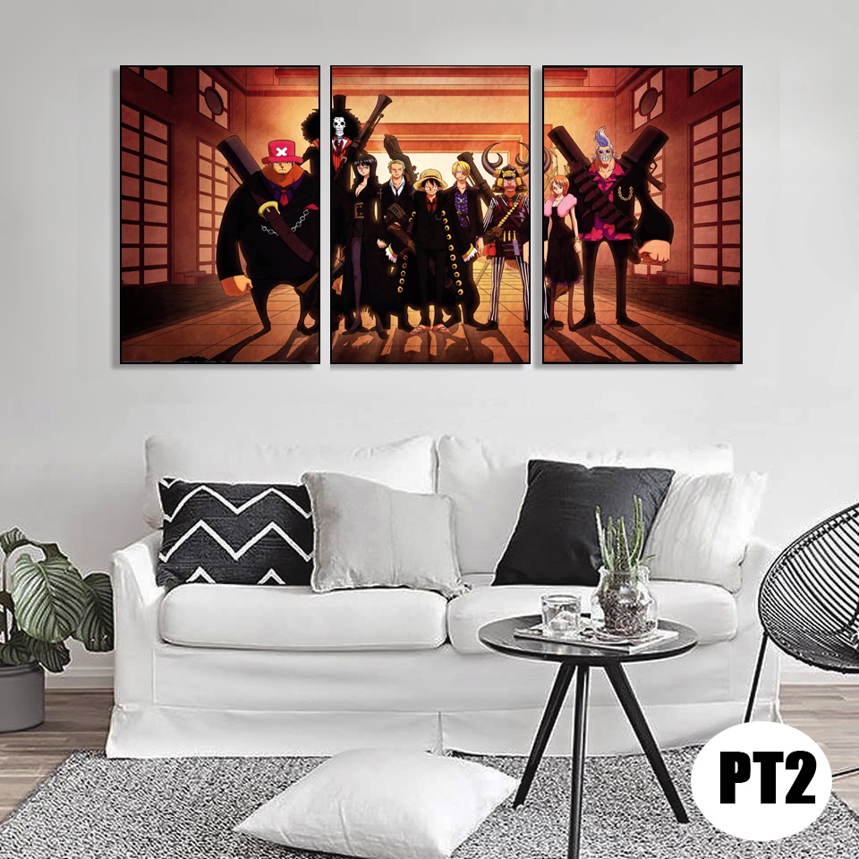 Bộ 3 tranh one piece,tranh manga treo tường