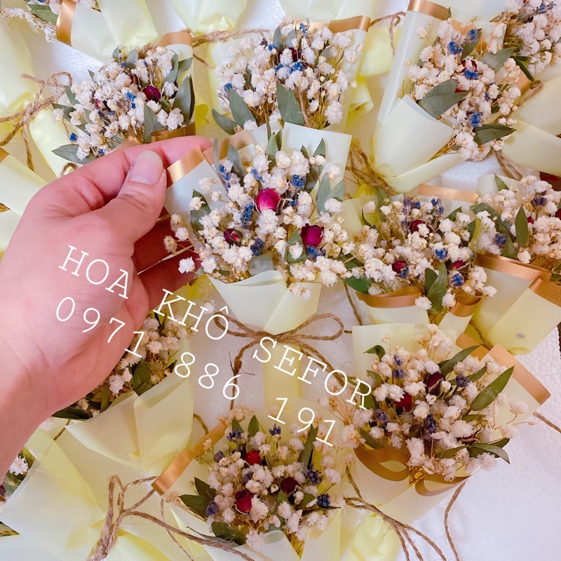 Bó hoa khô mini ❤️Bất tử-sao-baby ❤️ trang trí, làm quà tặng
