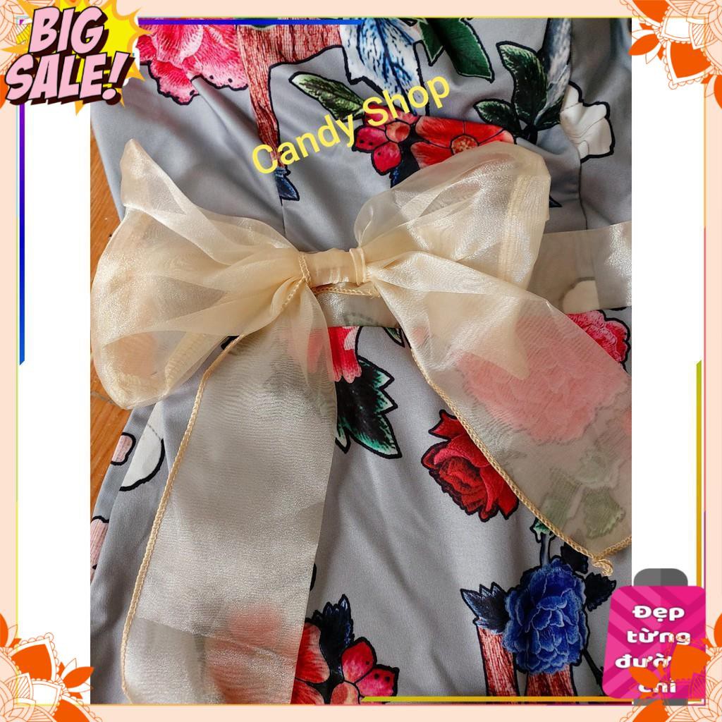 [HÀNG CAO CẤP] Đầm body hoa hồng tay phồng phối nơ kèm Mút + Ảnh thật | BigBuy360 - bigbuy360.vn