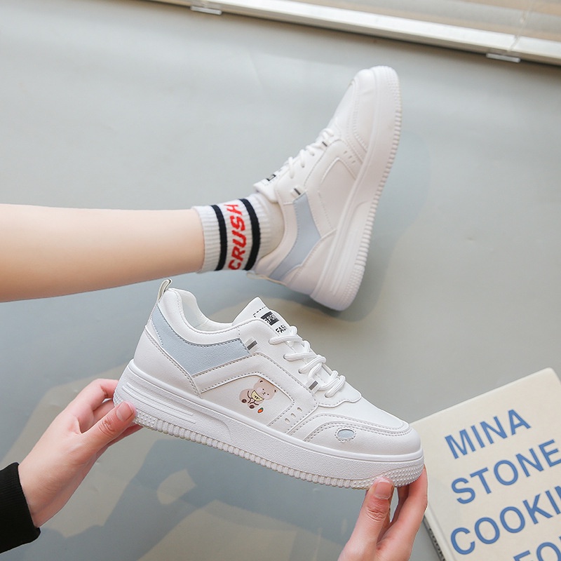 Giày thể thao nữ đẹp ulzzang phong cách Hàn Quốc dễ thương hot 2022 màu trắng be da cao cấp size 36-40