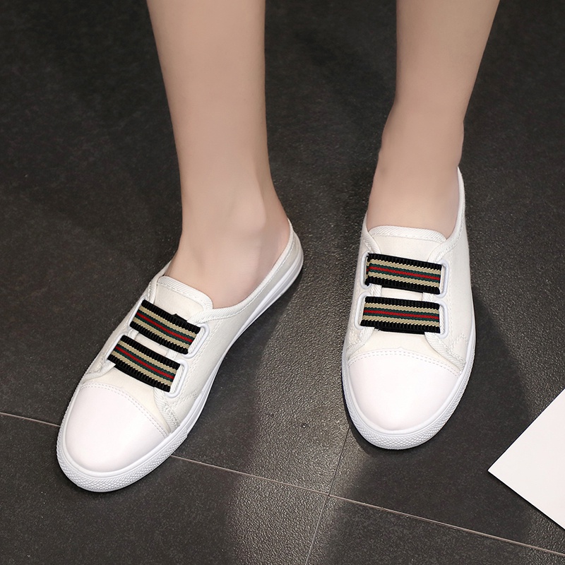 Giày vải canvas IELGY thiết kế đế bằng hở gót size 35-40 dành cho nữ