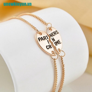 Yun♪Set 2 Vòng Tay Tình Bạn Mặt Ghép Hình Trái Tim