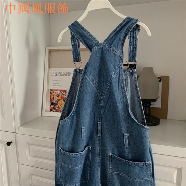 Wlx Quần Yếm Denim Dáng Rộng Thêu Họa Tiết Hoạt Hình Cổ Điển Phong Cách Harajuku Hàn Quốc Thời Trang Bốn Mùa Dành Cho Nam Nữ