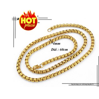 Dây chuyền inox nam thời trang kiểu bông dừa khít 4ly (4mm) mạ vàng