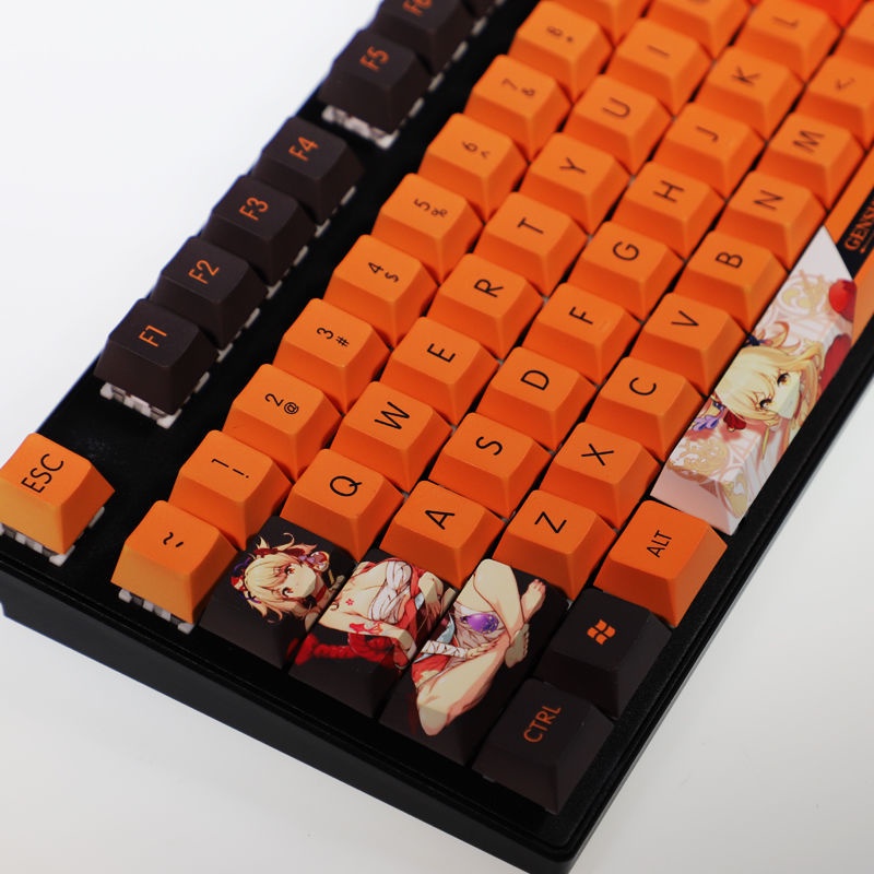 Genshin Impact Keycap Cherry Profile Chủ đề Naganohara Yoimiya Anime Keycap PBT Thuốc nhuộm 5 mặt Thăng hoa Bàn phím cơ Keycap 104 Phím
