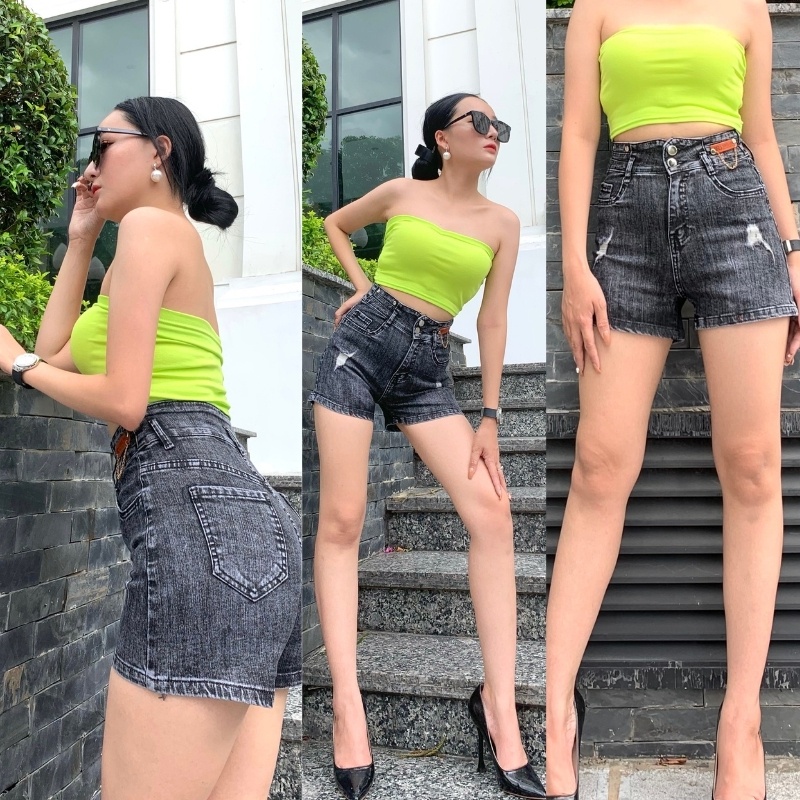 Quần short jean nữ lưng cao cao giãn quần đùi nữ chất đẹp phong cách gợi cảm trẻ trung năng động 0069
