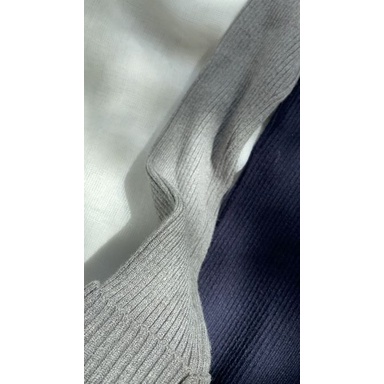 Áo thun len gân tay dài cổ lọ dáng ôm phối màu MIEU - HN04