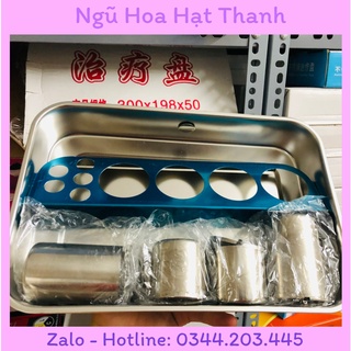 Bộ khay y tế 3 ống đựng dụng cụ ( khay inox 3 ống)
