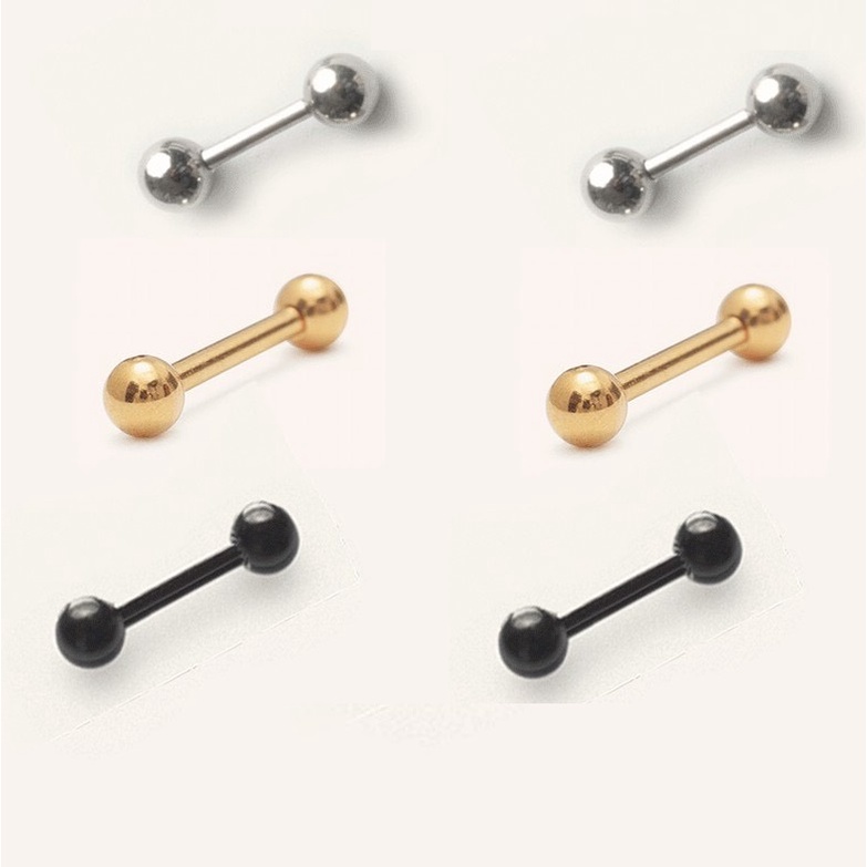 Khuyên titan bi tròn 2 đầu vặn thanh dài 8mm