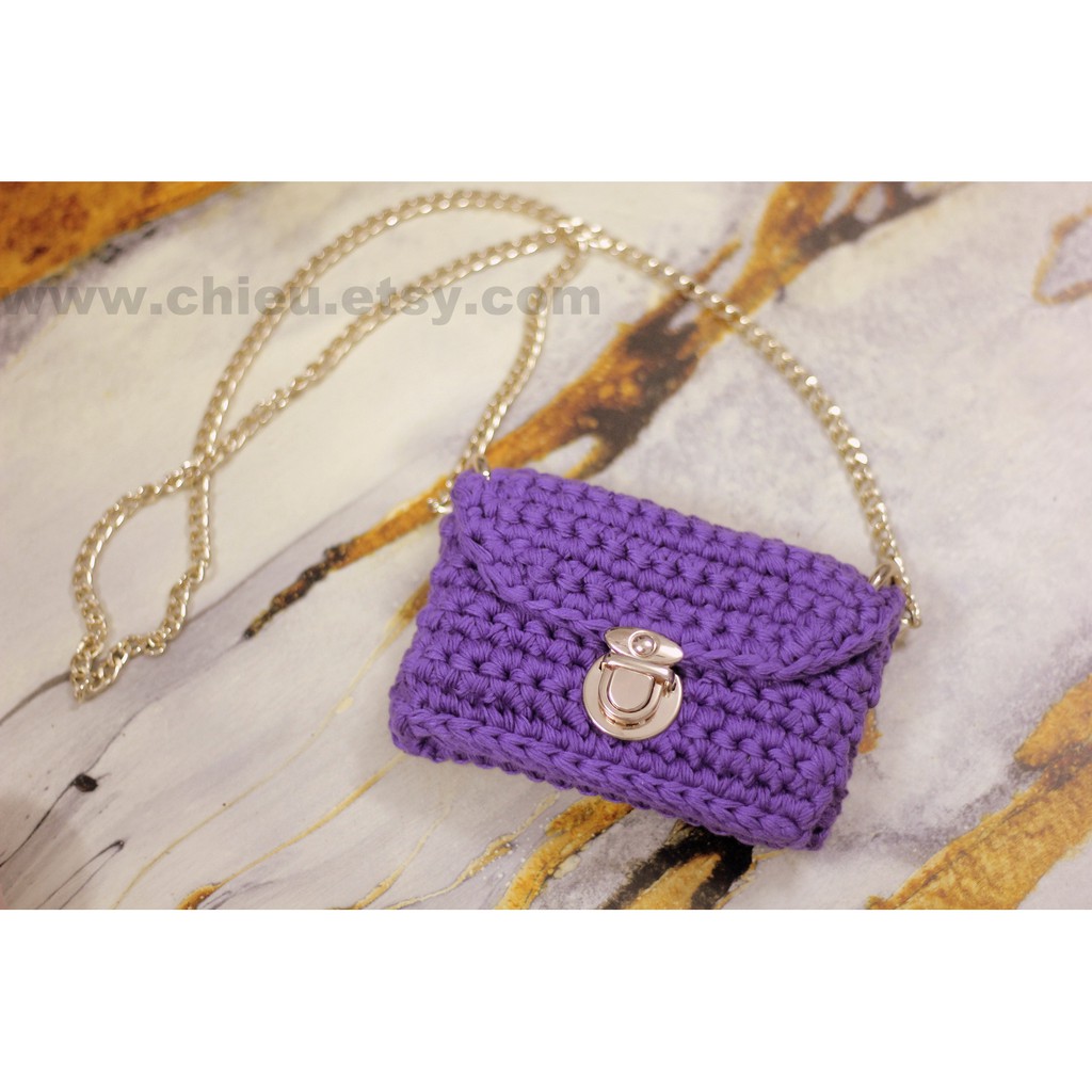 Túi tím 2 ngăn cotton xích vàng