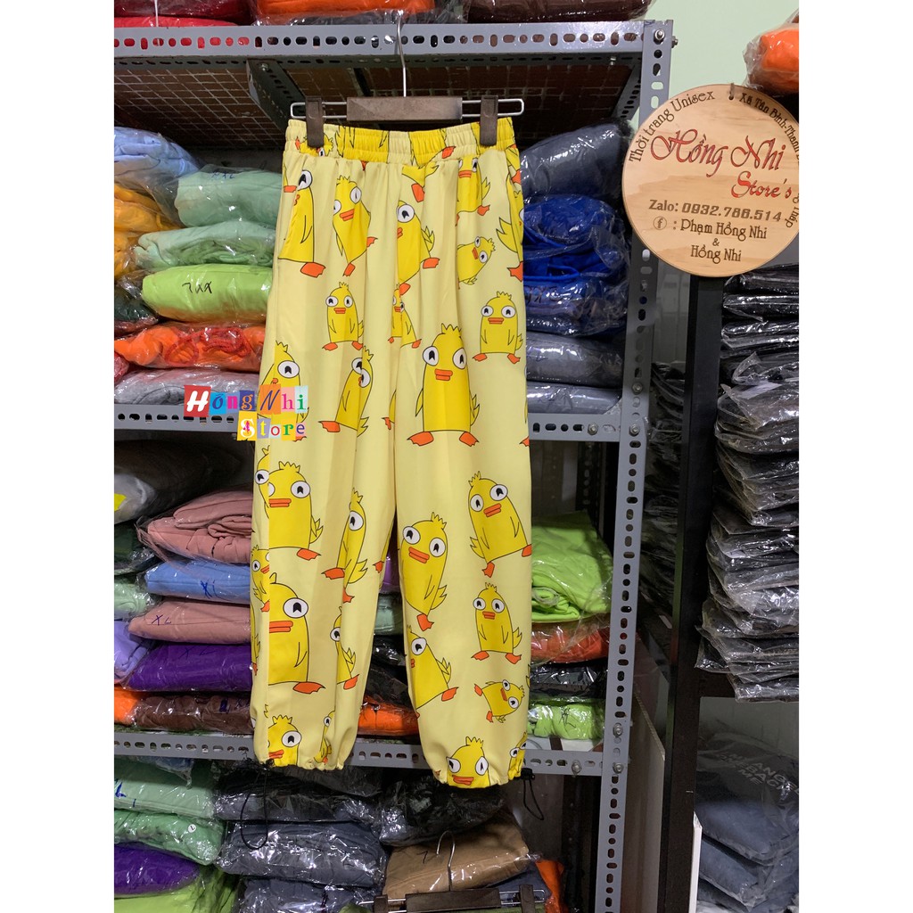 Quần Hoạt Hình Dài Dây Rút Lai Vịt Vàng Cartoon Pant Oversize Ulzzang Unisex - MM