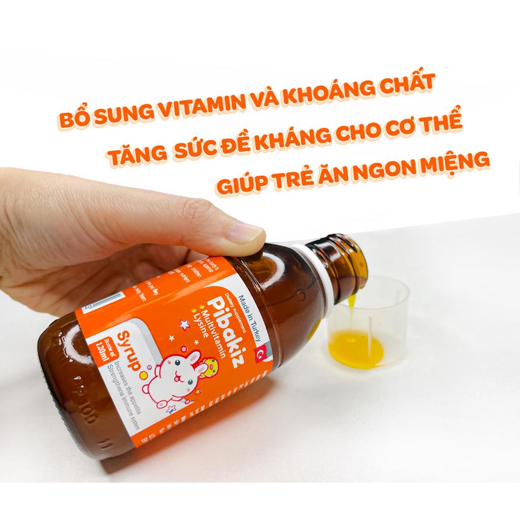 Multivitamin Pibakiz Hỗ Trợ Tăng Đề Kháng Cho Bé, Giúp Ăn Ngon Miệng, Tiêu Hóa Tốt (Chai 120ml)