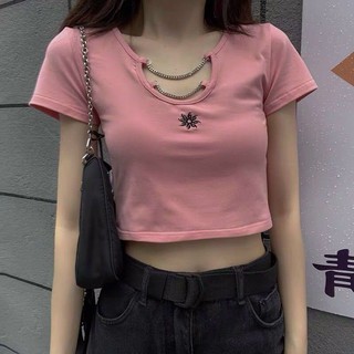 Áo kiểu crop phối dây xích gb