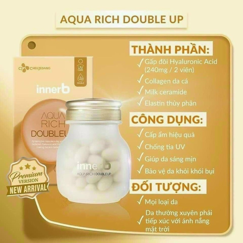 Viên Uống Cấp Nước Và Collagen InnerB Aqua Rich Double Up 70 viên chuẩn nội địa Hàn