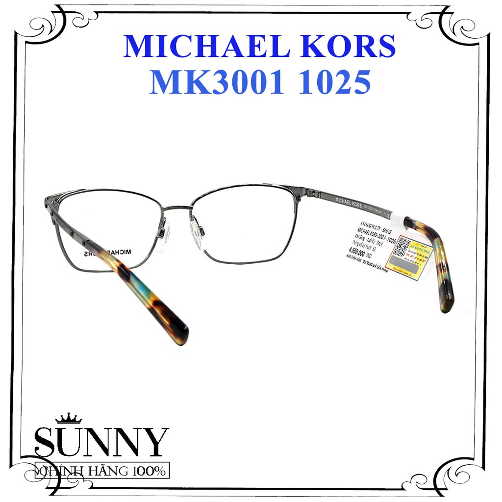 MK3001 1025 - kính gọng thời trang Michael Kors chính hãng, thiết kế dễ đeo bảo vệ mắt