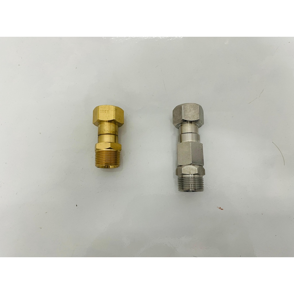 Khớp xoay chống xoắn dây phun xịt ren 22mm của máy rửa xe áp lực cao | 1 đầu ren trong - 1 đầu ren ngoài