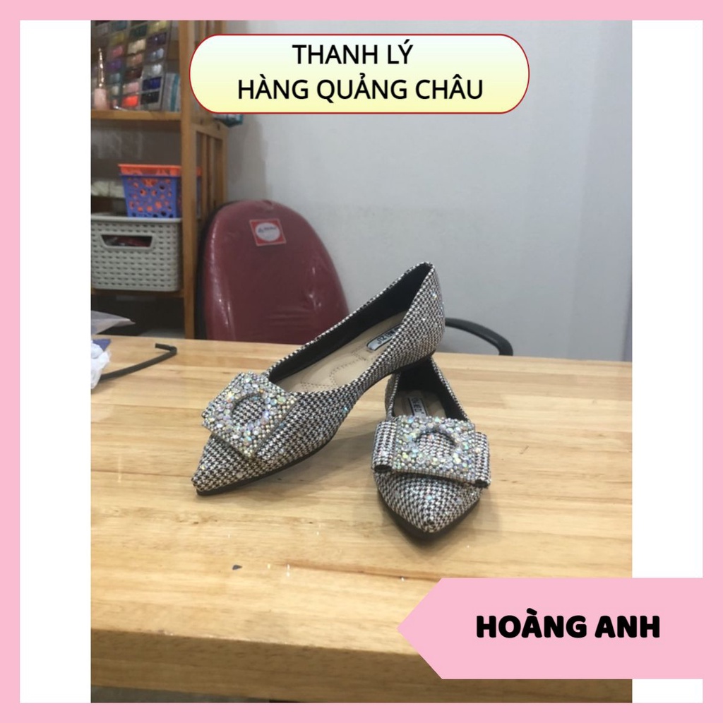 ⚠️ THANH LÝ - HÀNG QUẢNG CHÂU ⚠️ Giày bệt kẻ caro đính đá nơ vuông M174 thời trang 2022