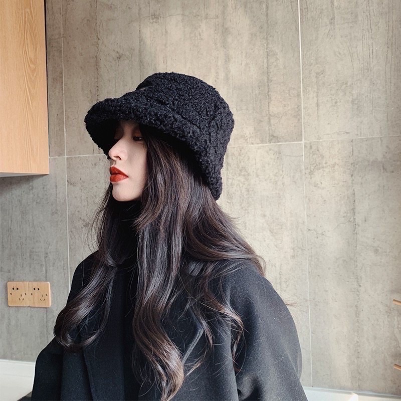 [ Hàng loại 1]Mũ lông chiên bucket retro thời trang hàn quốc mũ lông cừu nữ mềm giữ ấm thu đông ulzzang