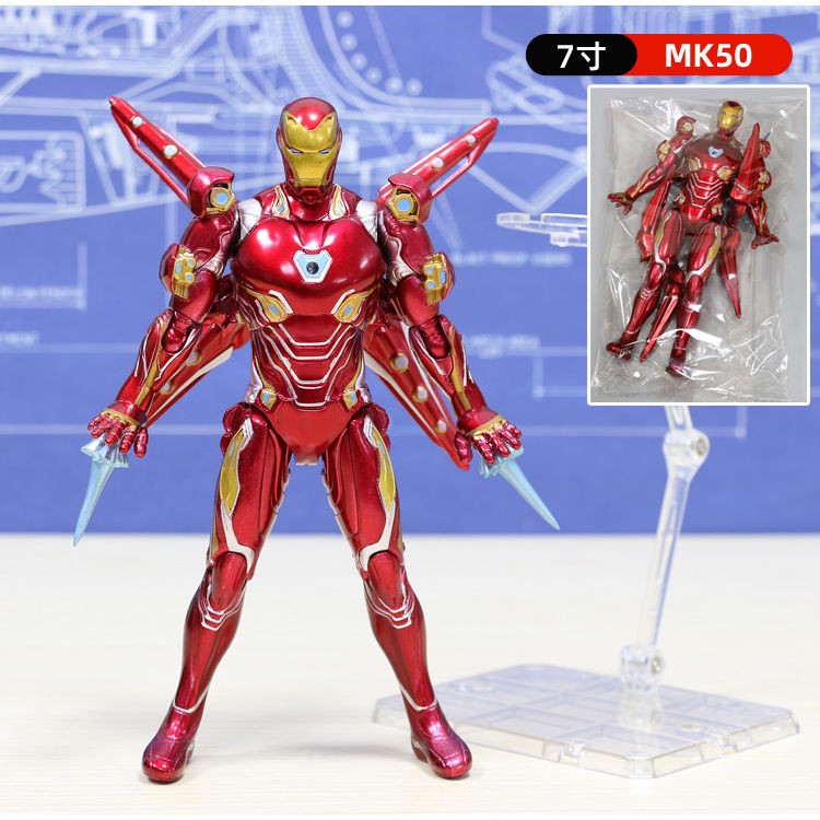 China Animation Prestige Iron Man Chính hãng làm bằng tay Mô hình phát sáng Búp bê Người nhện Đồ chơi trẻ em Qu