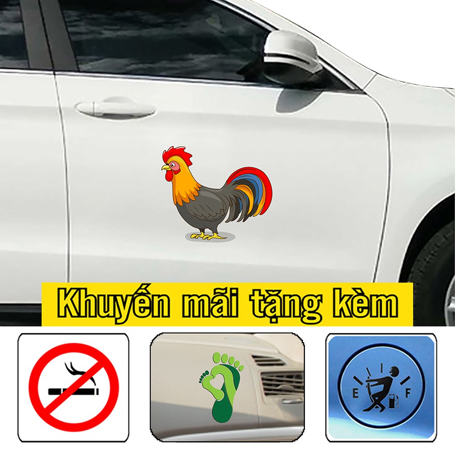 [Sale]-Sticker dán xe hình gà con, gà trống