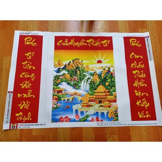 Tranh đính đá Câu Đối Đỏ , Cửu huyền thất tổ- tranh chưa đính đá