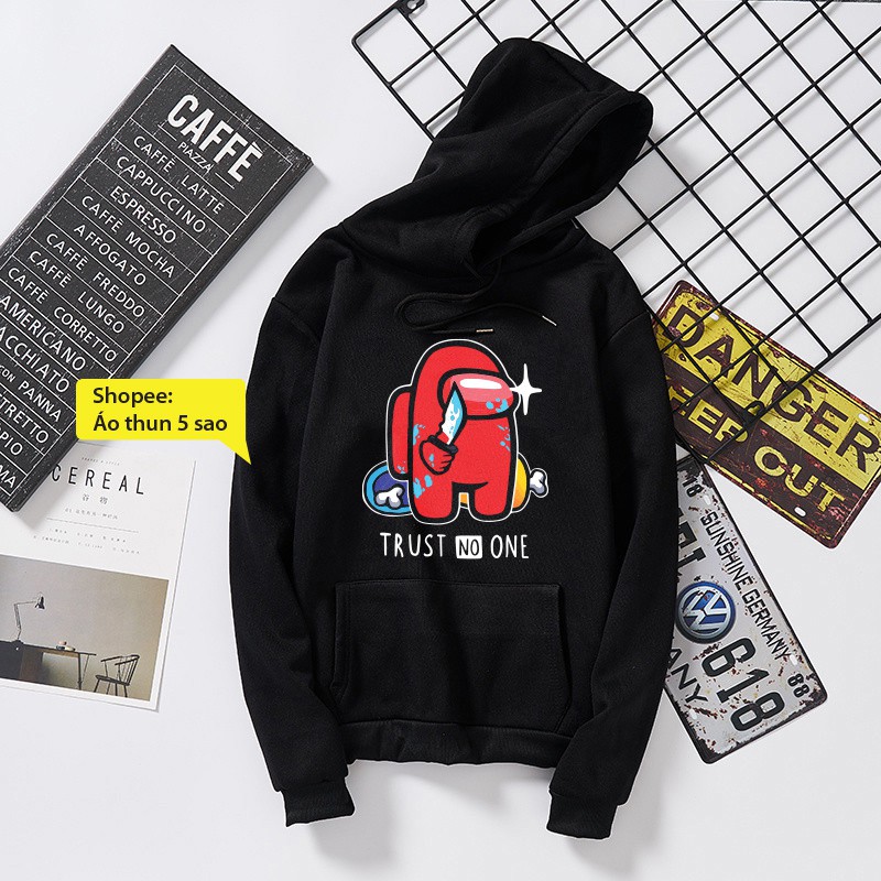 Áo Hoodie Among US [ HÀNG MỚI VỀ ] TRUST NO ONE Có 2 Màu Đen Và Trắng Chất Nỉ Dầy Dặn Hot Trend 2021 | BigBuy360 - bigbuy360.vn
