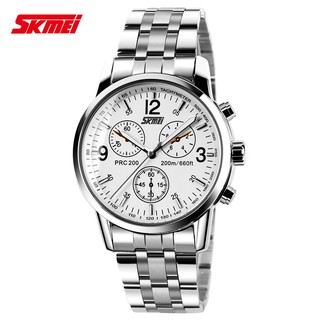 Đồng hồ nam Skmei 9070 dây inox(Trắng)