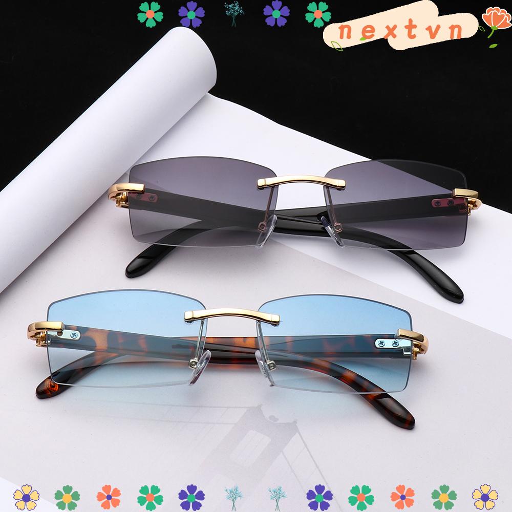 Kính Mát Không Gọng Hình Chữ Nhật Chống Tia Uv400 Phong Cách Punk Thời Trang Cho Nam Nữ